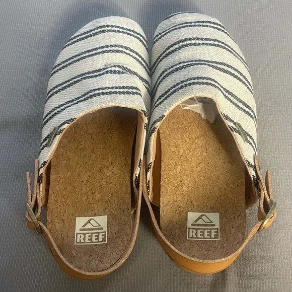 Reef Women's Cushion Sage TX Black and White Striped Clogs Size 9 - Picture 7 of 10